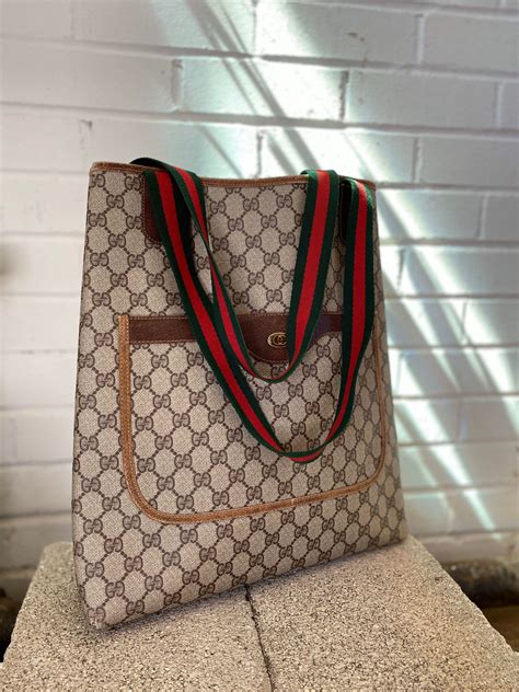 gucci canvas tote bag vintage